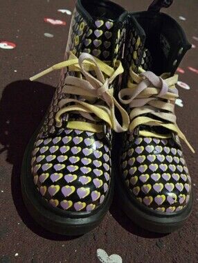 Dr. Martens Heart Print Boots – Kids Size US 12 / EU 29